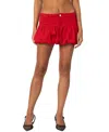 Edikted Denim Bubble Mini Skirt In Red