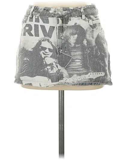 Pre-owned Edikted Denim Skirt In Silver