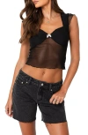 Edikted Devi Sheer Mesh Crop Top In Animal Print