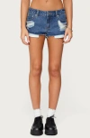Edikted Devin Low Rise Micro Denim Cutoff Shorts
