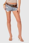 Edikted Devin Low Rise Micro Denim Shorts In Light/blue, Women's At Urban Outfitters