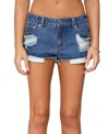 Edikted Devin Low Rise Micro Medium Rinse Wash Denim Shorts In Blue