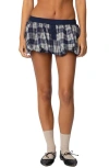 Edikted Dianna Plaid Bubble Mini Skort In Navy