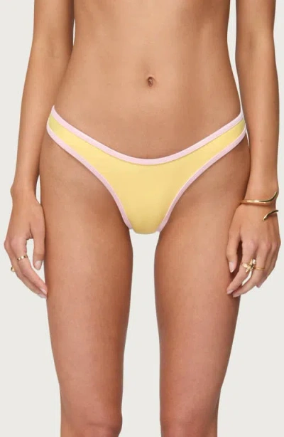Edikted Dina Contrast Bikini Bottoms In Yellow