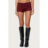 Edikted Dinah Low Rise Denim Micro Shorts In Red