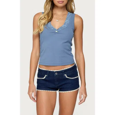 Edikted Dionne Lace Trim Stretch Cotton Tank