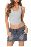 Edikted Dip Racerback Stretch Tank In Light-gray-melange