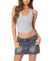 Edikted Dip Racerback Stretch Tank In Light Gray Melange