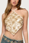 Edikted Dixie Backless Sequin Triangle Top In Neutral