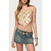 Edikted Dixie Backless Sequin Triangle Top In White