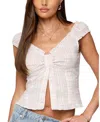Edikted Dolsy Plaid Button-up Top In White