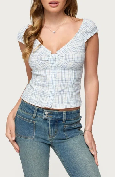 EDIKTED EDIKTED DOLSY PLAID COTTON BLEND TOP