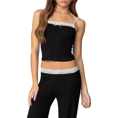 Edikted Domino Contrast Lace Camisole In Black