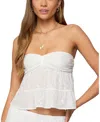 Edikted Dora Strapless Eyelet Babydoll Top In White
