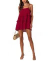Edikted Dorothia Sheer Linen Look Mini Dress In Burgundy
