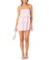 Edikted Dorothia Tiered Ruffle Cotton Minidress In Light Pink