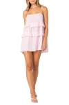 Edikted Dorothia Tiered Ruffle Cotton Minidress In Light-pink