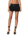Edikted Double Belt Ruffled Chiffon Miniskirt In Black
