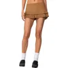 Edikted Double Pleated Low Rise Miniskort In Brown
