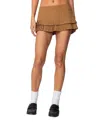 Edikted Double Pleated Low Rise Miniskort In Brown