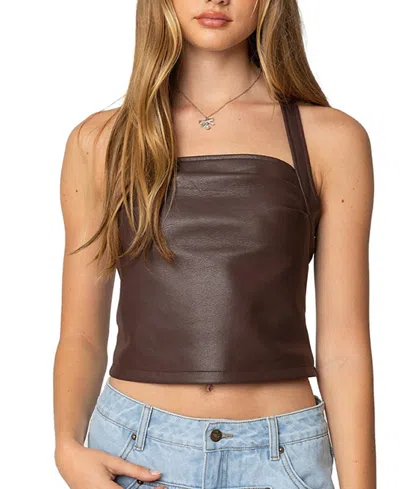 Edikted Draped Halter Top In Brown