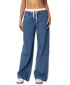 Edikted Drawstring Boxer Detail Jeans In Blue