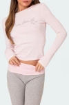 Edikted Dream About Me Embellished Long Sleeve Top In Light-pink