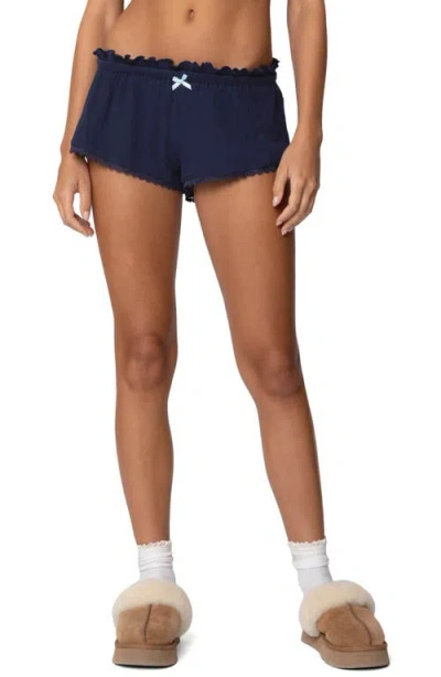 Edikted Dream Waffle Knit Shorts In Navy