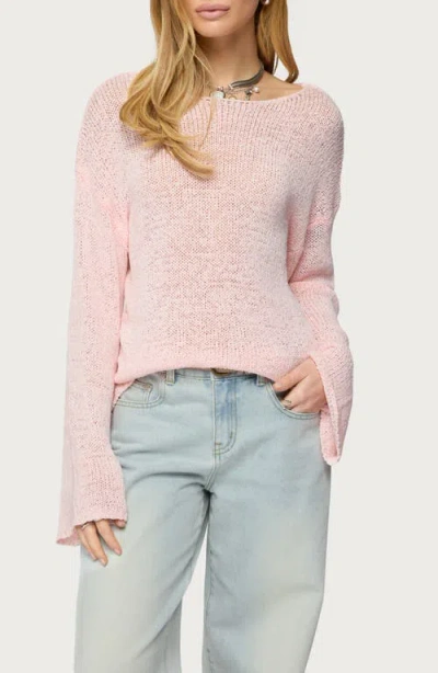 Edikted Drop Shoulder Lightweight Sweater In Pink