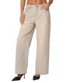 Edikted Dusty Low Rise Wide Leg Jeans In Beige