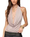 Edikted Dylan Cowl Neck Halter Top In Gray