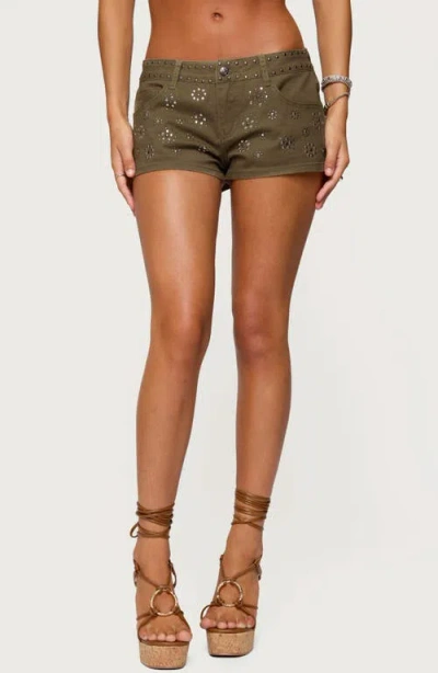 Edikted Eartha Studded Micro Shorts In Green