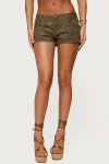 Edikted Eartha Studded Micro Shorts In Olive, Women's At Urban Outfitters In Green