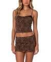 EDIKTED EDIN LEOPARD PRINT MESH BRA TOP