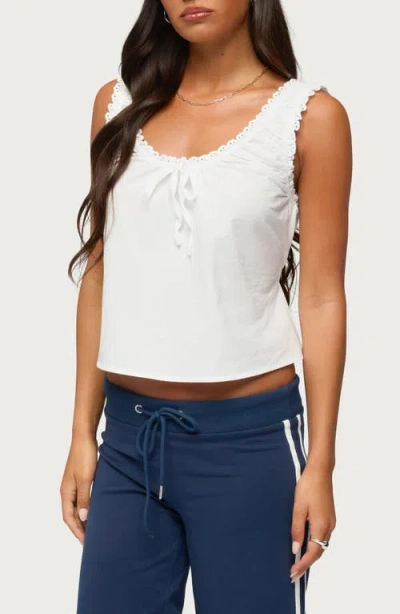 Edikted Edyth Tie Front Cotton Tank In White