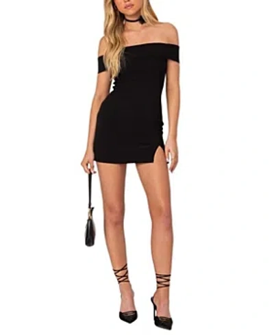 Edikted Effie Fold Over Mini Dress In Black