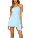 Edikted Elaia Asymmetric Strapless Lace Mini Dress In Blue