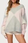 Edikted Elda Argyle Oversize Sweater In Multi