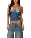 Edikted Eleanor Ruched Lace Bra Camisole In Navy