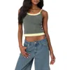 Edikted Element Layered Stretch Cotton Tank In Olive