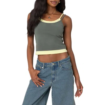 Edikted Element Layered Stretch Cotton Tank In Olive