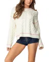 Edikted Eleni Cable Knit Sweater In White