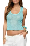 Edikted Eleora Sequin Knit Tank Top In Blue