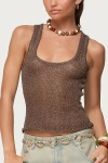 Edikted Eleora Sequin Knit Tank Top In Brown