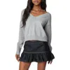 Edikted Eli Oversize V-neck Sweater In Gray-melange