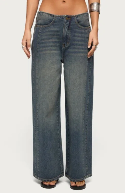 Edikted Elia No Waistband Low Rise Baggy Jeans In Blue