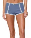 Edikted Eliane Contrast Lace Micro Shorts In Blue