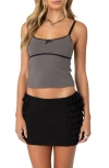 Edikted Elin Lace Trim Tank Top In Gray