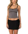 Edikted Elin Lace Trim Tank Top In Gray