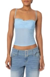 Edikted Elina Lace Trim Mesh Camisole In Light-blue